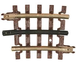 O-36 QUARTER CURVE SECTION Item# 6068 Premium Nickel Silver Track (Brown Ties)
The scale-sized plastic brown track ties have a wood grain, the tie-plates have spikes, and the rail joiners have the bolt detail of real track.
To add to the realism, the center rail is blackened.
4 pcs./blister
4 pcs./package.
